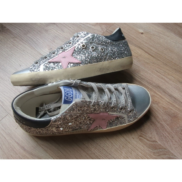 Golden Goose Shoes - Golden Goose Super Star Silver Glitter Sneakers Womens EU 38